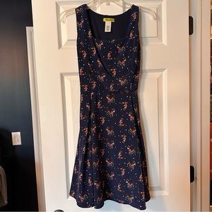 Vintage Inspired Dress with Reindeer Yellow Star size medium